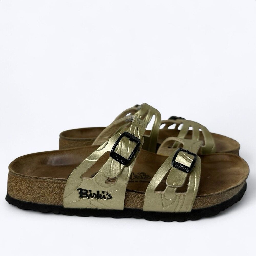 Birkis Moorea Double Strap Sandals Sz US 5 Champagne Gold By‎ Birkenstock Narrow